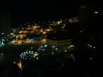 View of city street at night