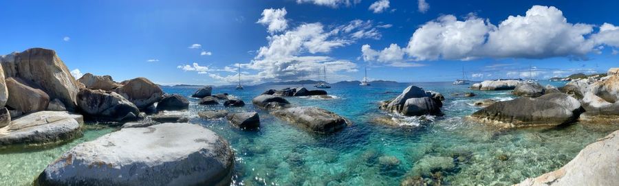 Panoramic view of sea shore against sky