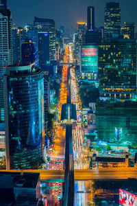 Illuminated cityscape at night