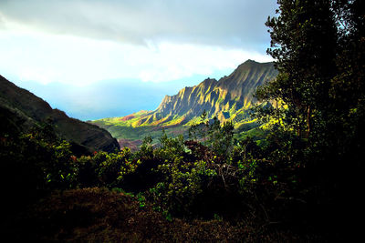 Scenic view of mountains against sky