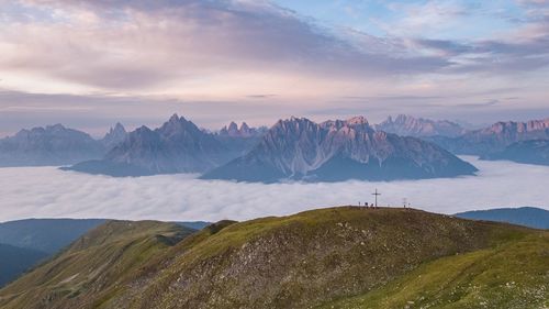 Scenic view of landscape against sky during sunset