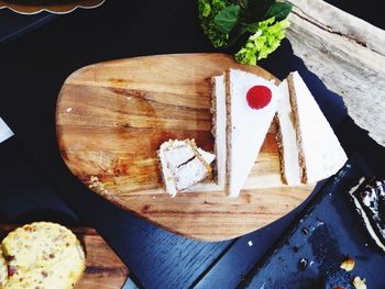 Close-up of food on wooden table