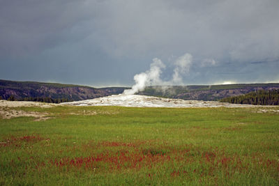 Scenic view of land against sky