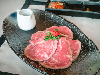 Close-up of breakfast on table