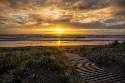 Scenic view of sunset over sea