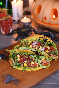 Close-up of food on table