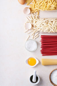 High angle view of food on table