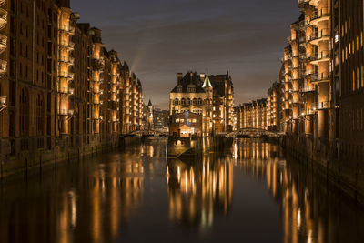 Illuminated city at night