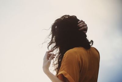 Rear view of woman with black hair