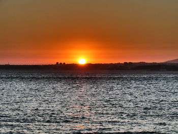 Scenic view of sea at sunset