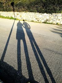 Shadow of couple on road