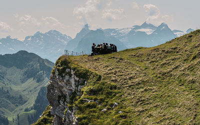 Scenic view of mountain range against sky