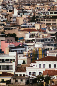 High angle view of buildings in city