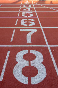 Numbers on running track