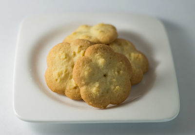 High angle view of bread in plate