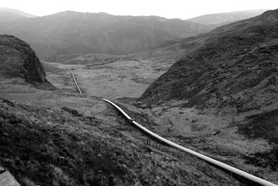 High angle view of road on mountain against sky