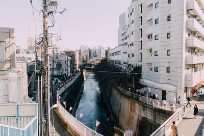 View of canal in city