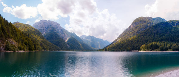 Panorama view of a lake in italy