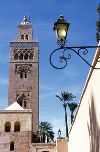 Low angle view of church against blue sky