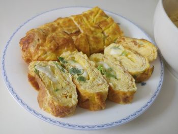 High angle view of meal served in plate