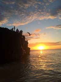 Scenic view of sea at sunset