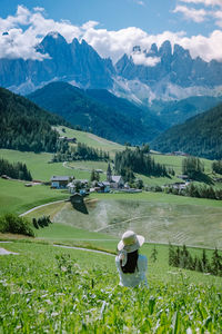 Rear view of landscape against sky