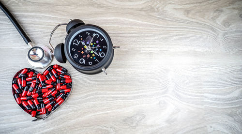 High angle view of eyeglasses on table