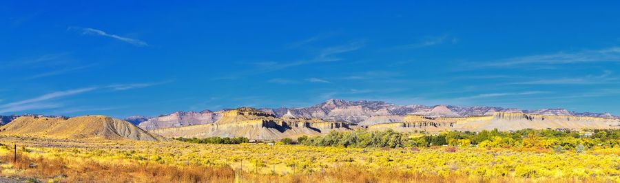 Looking towards moab panorama views of desert mountain canyonlands arches national park  utah usa