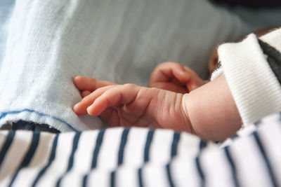 Close-up of baby boy hands