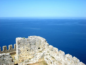 Scenic view of sea against clear sky