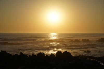 Scenic view of sea against sky during sunset
