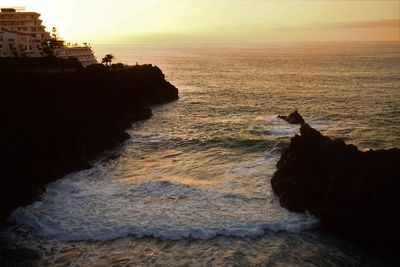 Scenic view of sea against sky during sunset