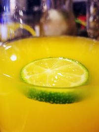 Close-up of drink in glass on table