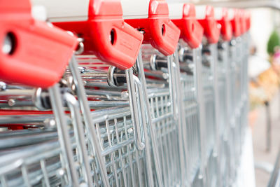 Close-up of shopping carts