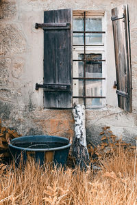 Closed door of old building