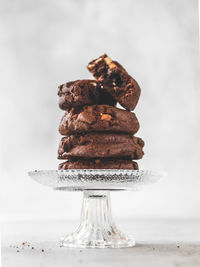 Close-up of chocolate cake on table