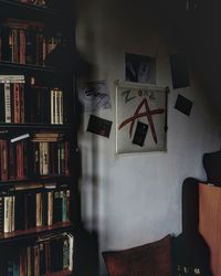 Books on shelf at home