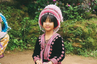 Portrait of cute girl smiling