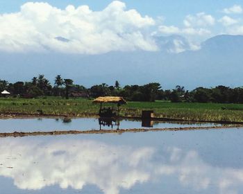 Scenic view of lake against sky