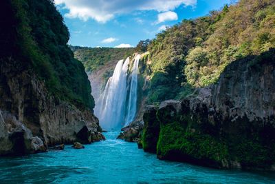 Scenic view of waterfall