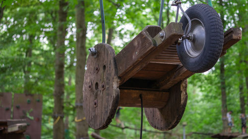 Close-up of metallic structure in forest