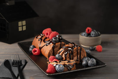 Close-up of food on table