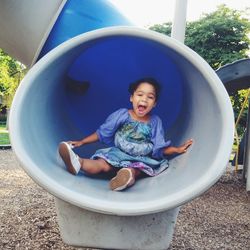 Portrait of cute girl playing