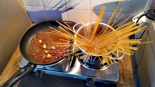 Close-up of food in kitchen