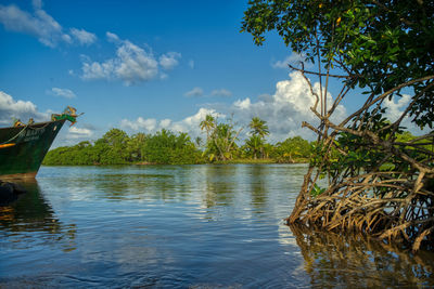 Scenic view of lake against sky