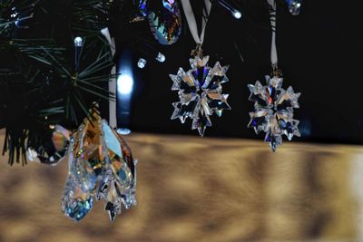 Close-up of christmas decoration hanging on tree