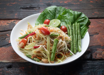 Close-up of salad served in plate