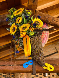 Close-up of flower pot on table