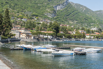 High angle view of lenno in the lake como