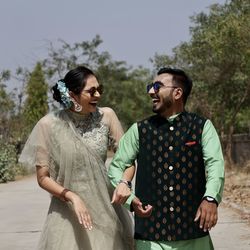 Young couple standing outdoors